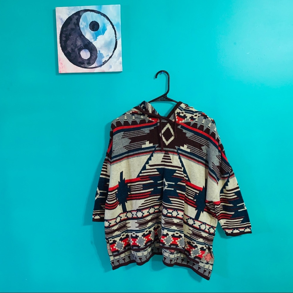 Tribal Patterned Tunic Style Hoodie